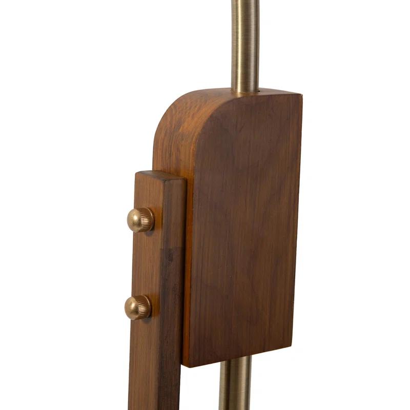 Nova of California Melmar Chairside Arc Floor Lamp - Weathered Brass & Walnut, Dimmer Switch, V-Base