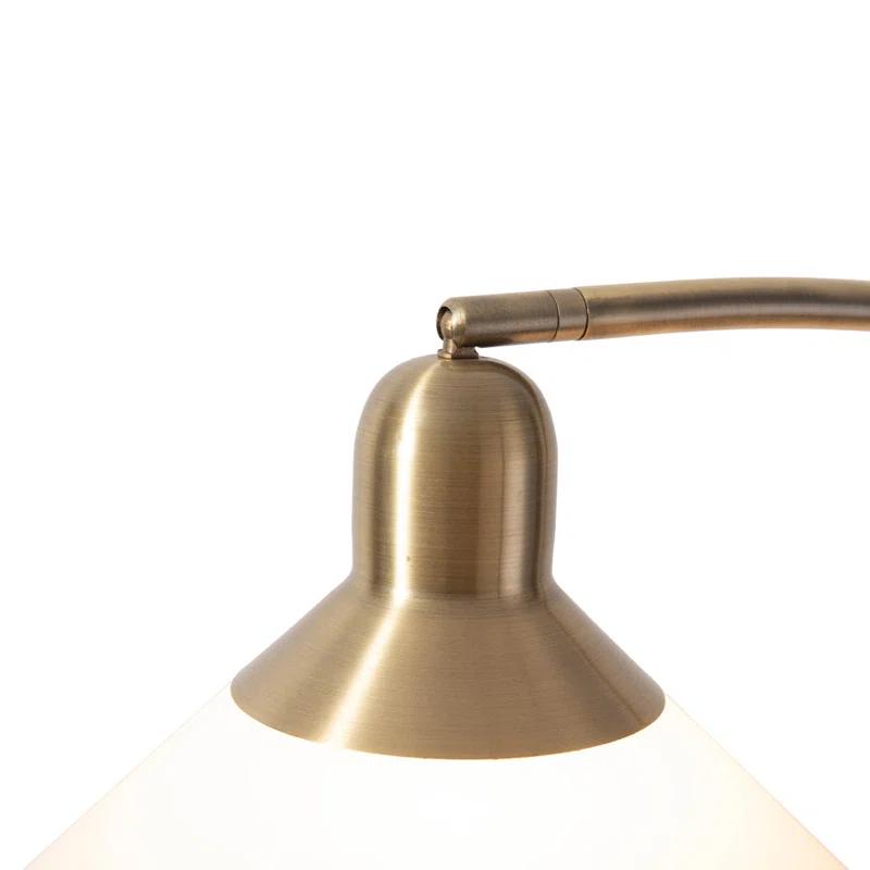 Nova of California Melmar Chairside Arc Floor Lamp - Weathered Brass & Walnut, Dimmer Switch, V-Base