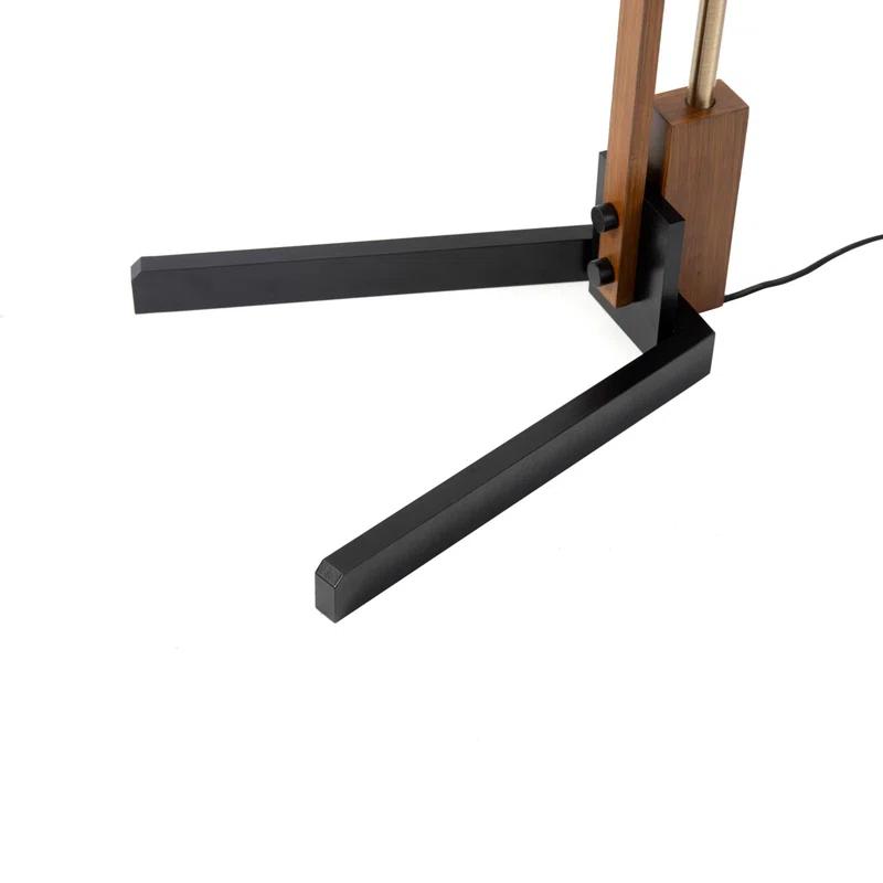 Nova of California Melmar Chairside Arc Floor Lamp - Weathered Brass & Walnut, Dimmer Switch, V-Base