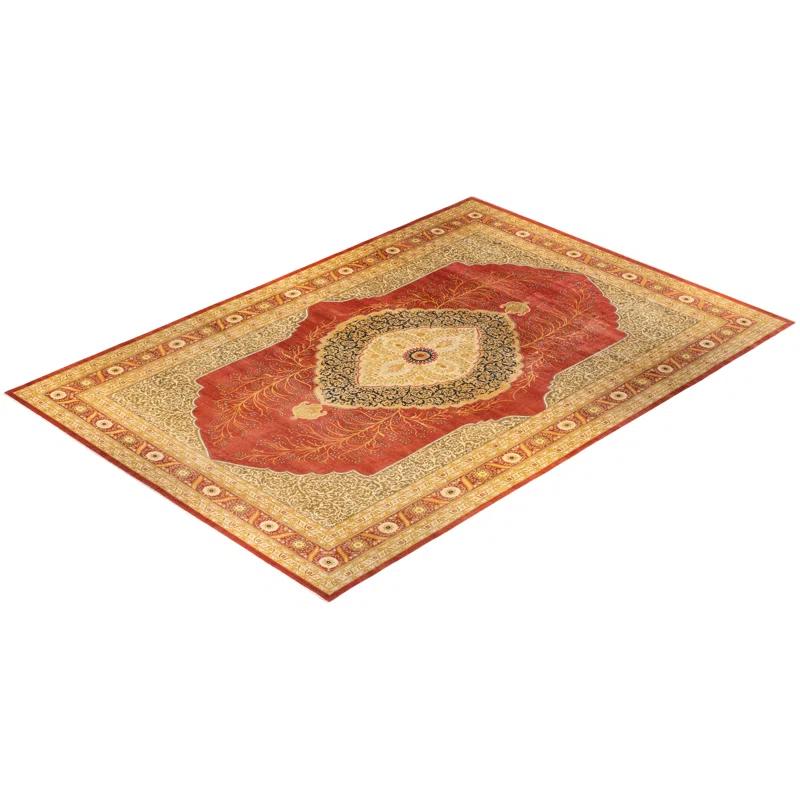 Handmade Red Wool Traditional 8' x 10' Area Rug