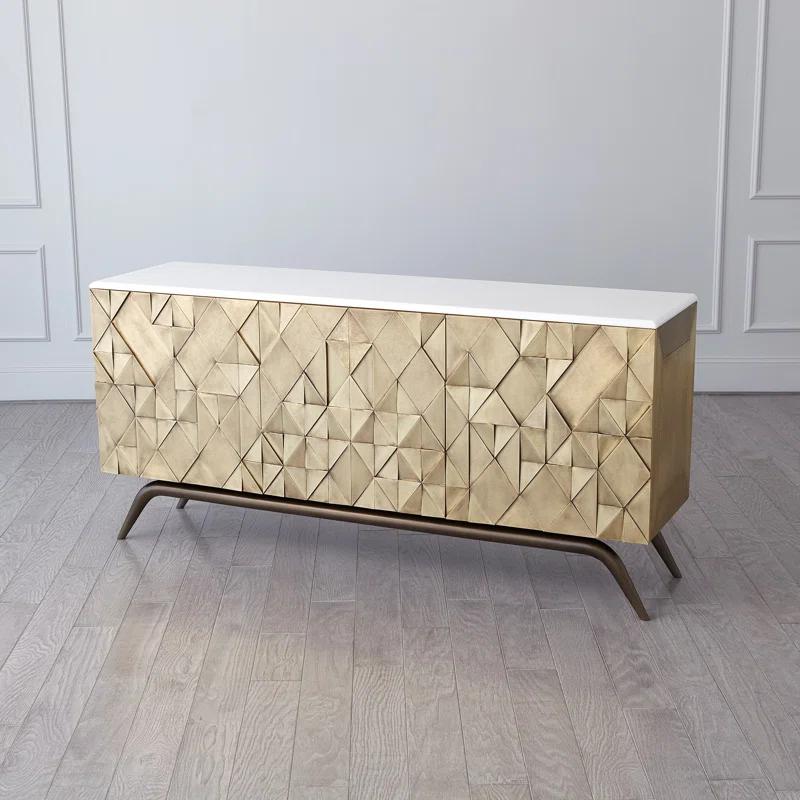 Global Views Triangle Cabinet-Brass