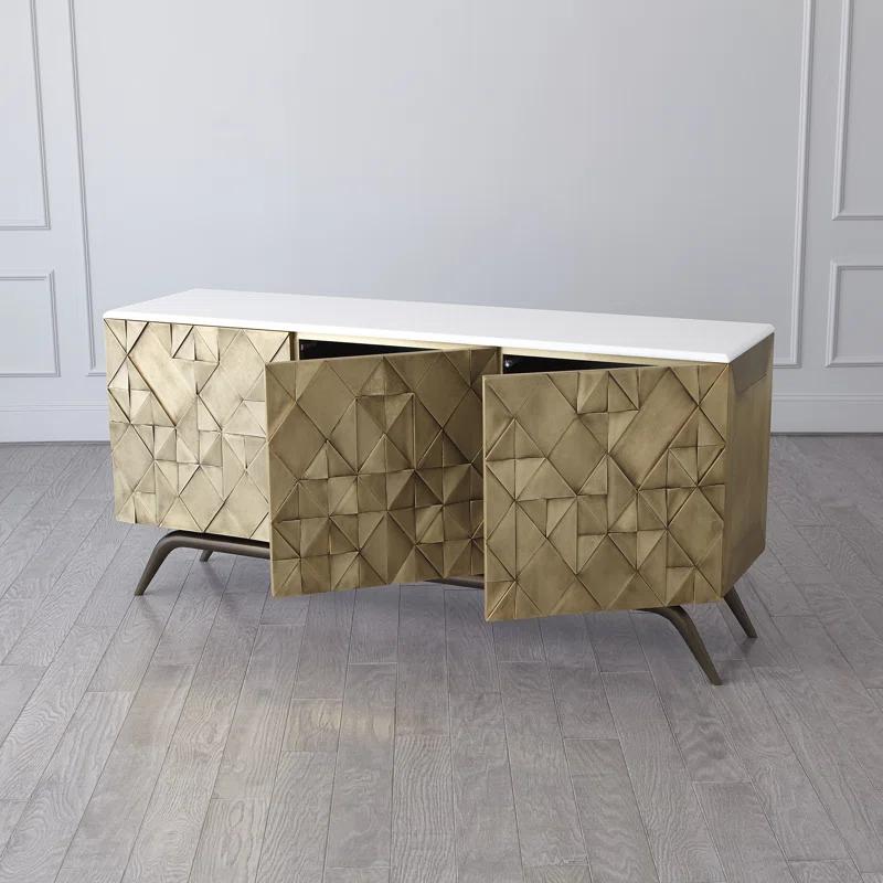 Global Views Triangle Cabinet-Brass