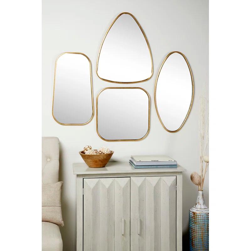 CosmoLiving by Cosmopolitan Metal Gold Wall Mirror with Varying Shapes Set