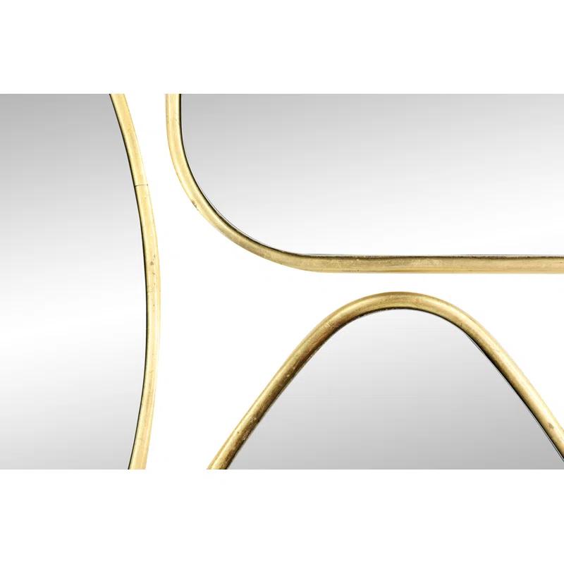 CosmoLiving by Cosmopolitan Metal Gold Wall Mirror with Varying Shapes Set