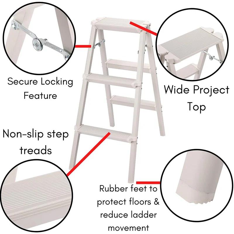 BirdRock Home 3 - Step Steel Lightweight Folding Step Ladder