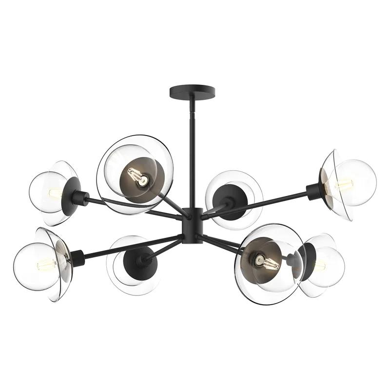 Matte Black 8-Light Sputnik Sphere Chandelier