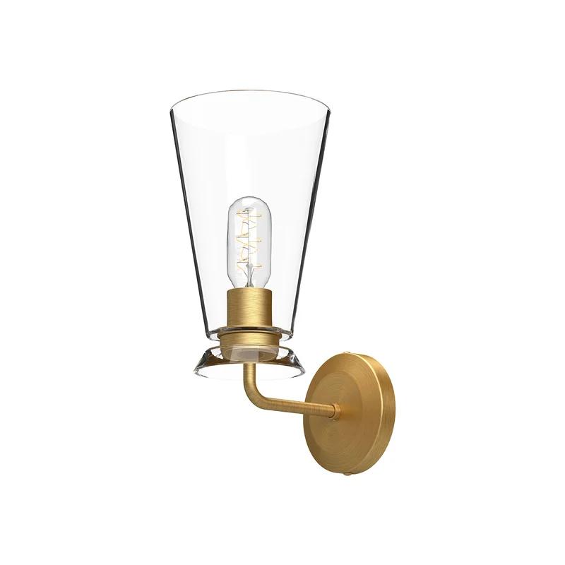 Salem Luxe Brushed Gold Vanity Wall Sconce with Dimmable Crystal Details