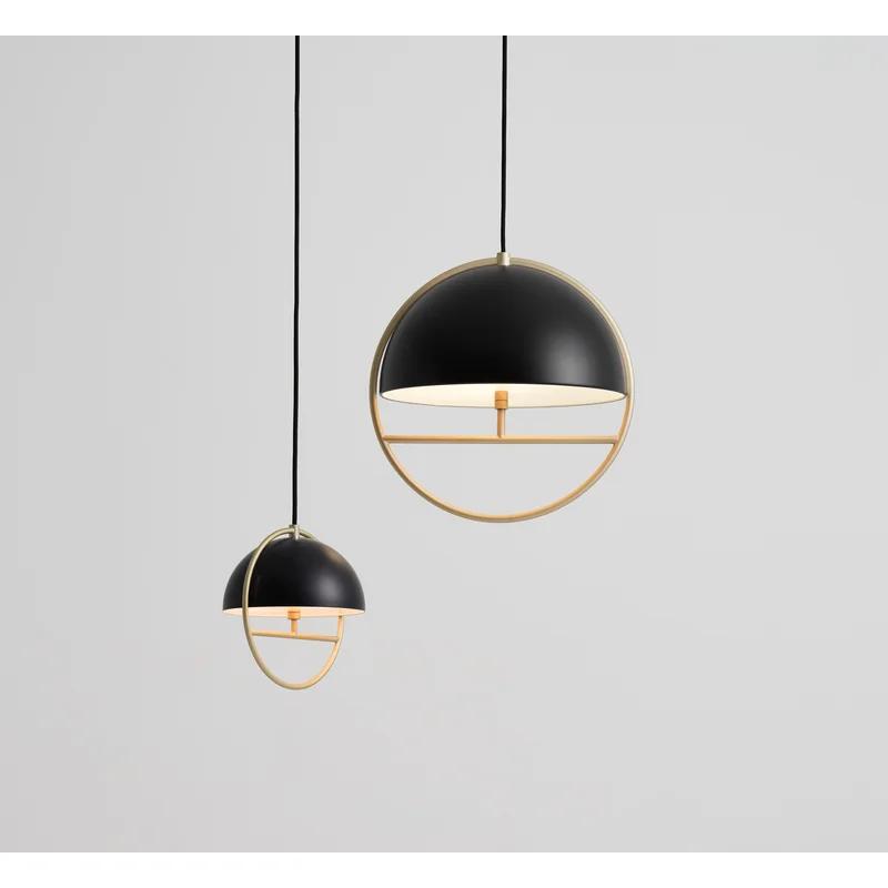 Modern 15.7'' Black Steel Globe LED Pendant Light