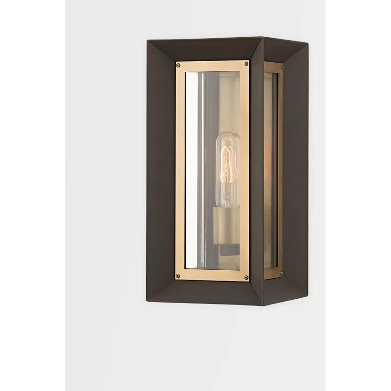 Lowry Bronze and Brass 1-Light Dimmable Wall Sconce with Clear Glass