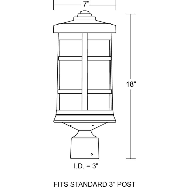 Solus Artisan Cylinder Post Top Fixture with Clear Acrylic Lens