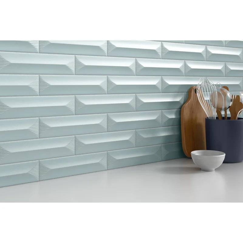 Euphoria Matte Ocean 3" x 12" Beveled Ceramic Wall Tile