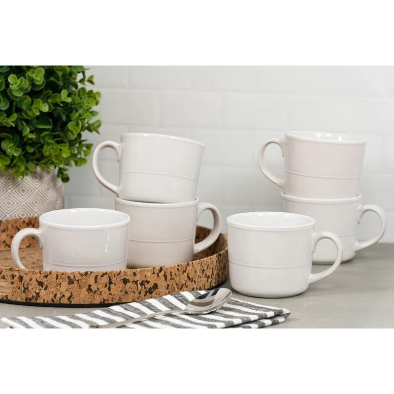Ten Strawberry Street Double Line 3.75"/12 Oz Mug, Set Of 6 (Set of 6)