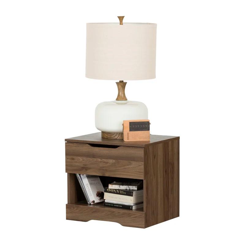 Holland Contemporary 1-Drawer Nightstand in Natural Walnut