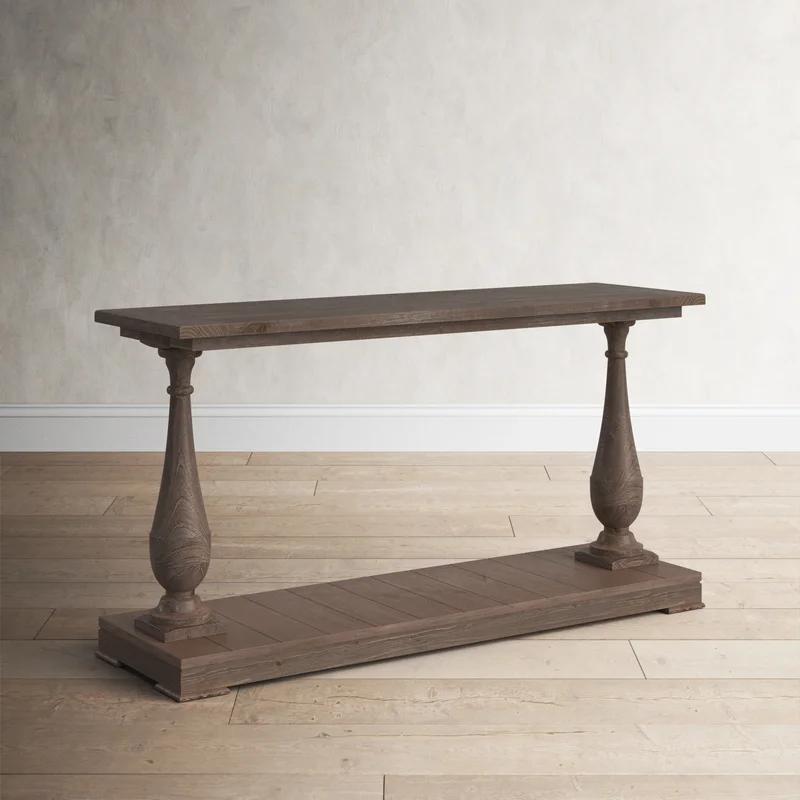 Hitchcock Weathered Brown Solid Fir Console Table with Mirrored Storage