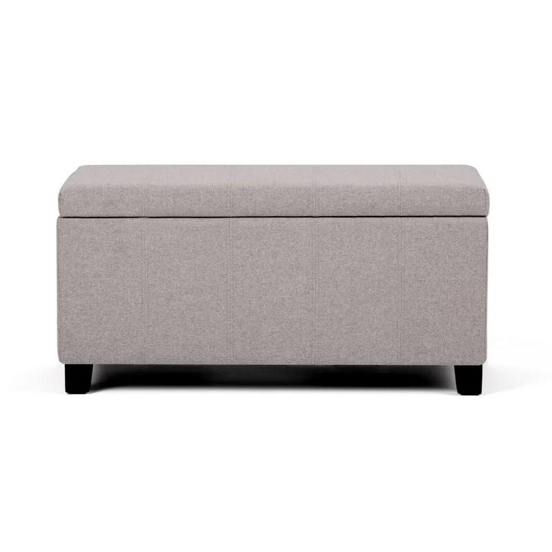 Gray Cloud Tufted Wood Storage Bench Ottoman