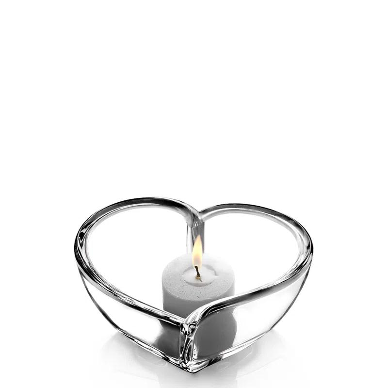 Orrefors 5" Heart-Shaped Crystal Glass Votive Holder