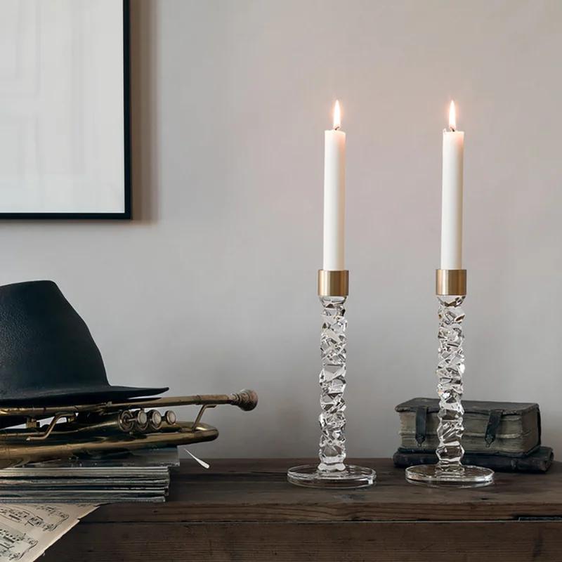 Elegant Carat 9.5'' Brass Candlestick with Asymmetrical Design