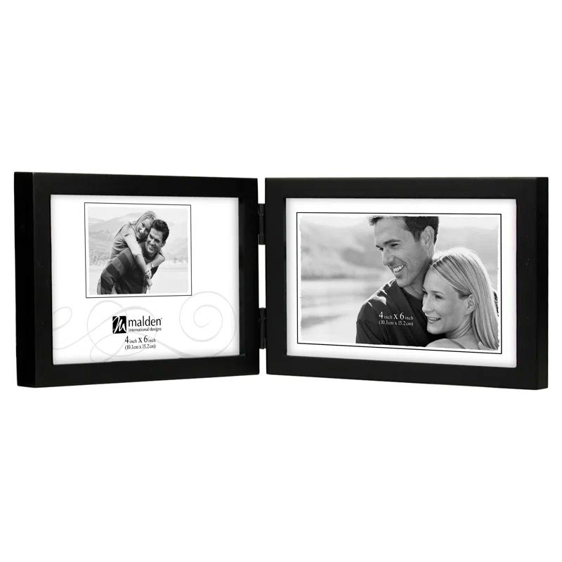 Elegant Black Wood 5x7 Double Horizontal Picture Frame