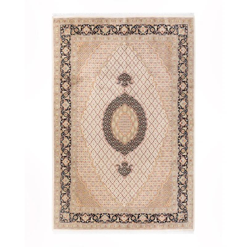 Hand-Knotted Ivory Wool Oriental 8' x 10' Area Rug