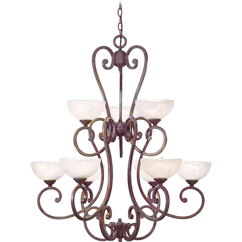 9 - Light Dimmable Tiered Chandelier