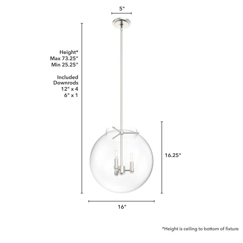 Sacha Brushed Nickel 16'' Modern Globe Pendant Light