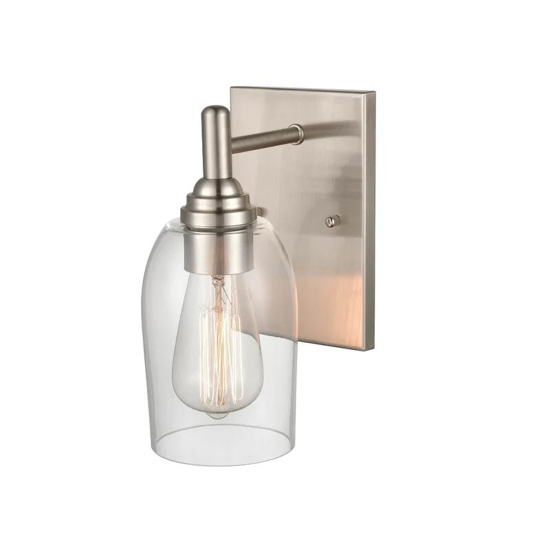 Brushed Nickel and Clear Glass Modern Wall Sconce