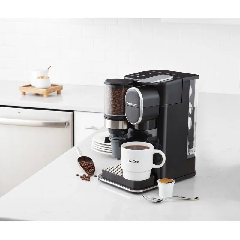 Sleek Black Single-Serve Grind & Brew Coffeemaker with Conical Burr Grinder