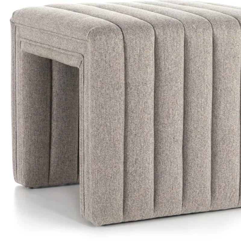 Contemporary Beige Tufted Square Ottoman, 21.5"