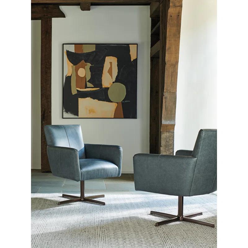 Barclay Butera Upholstery Leather Swivel Armchair