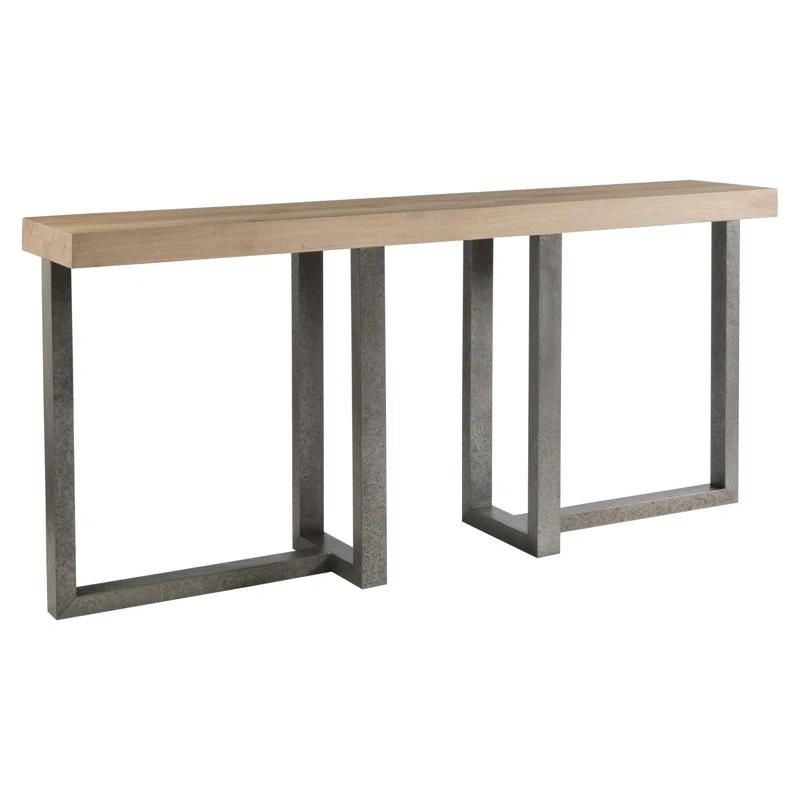 Verite 72'' Gray-Brown Oak and Gun Metal Modern Console Table