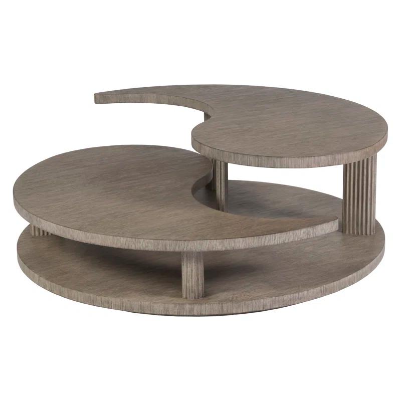 Cappuccino Grey Oak Fluted Round Cocktail Table 44" Modern Design