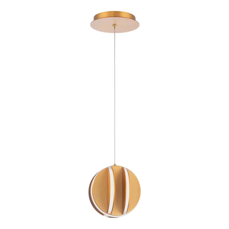 Carillion Mini Globe LED Pendant in Aged Brass with White Diffuser