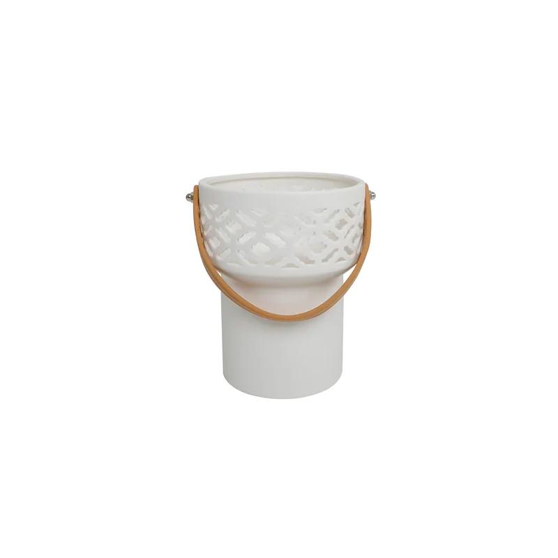 Artisan Kilim White Ceramic 5.25'' LED Lantern