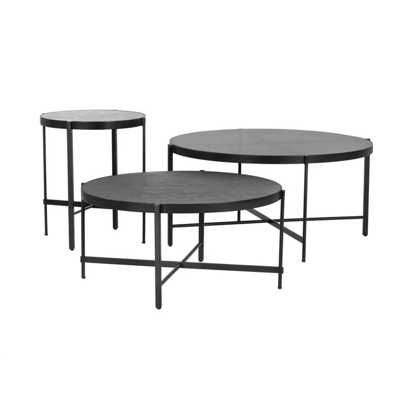 Transitional 20'' Round White Stone Top Metal End Table