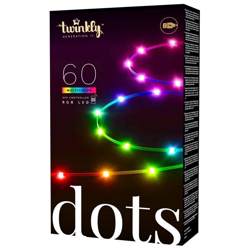 Twinkly Twinkly Smart Decoration 60 Multicolor LED App Controlled Dots Lights, Black
