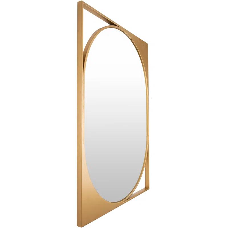 Bauhaus Full Length Rectangular Wood & Gold Mirror 26" x 36"