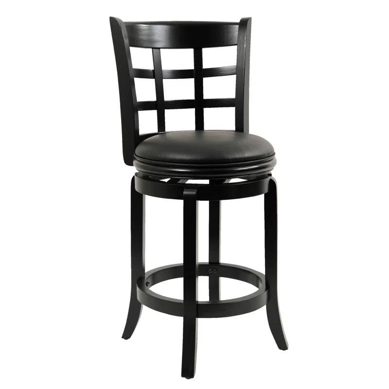 Benjara Swivel Solid Wood Counter Stool