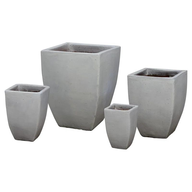 Large Square Ceramic Planter in Glossy White - 18.5" H