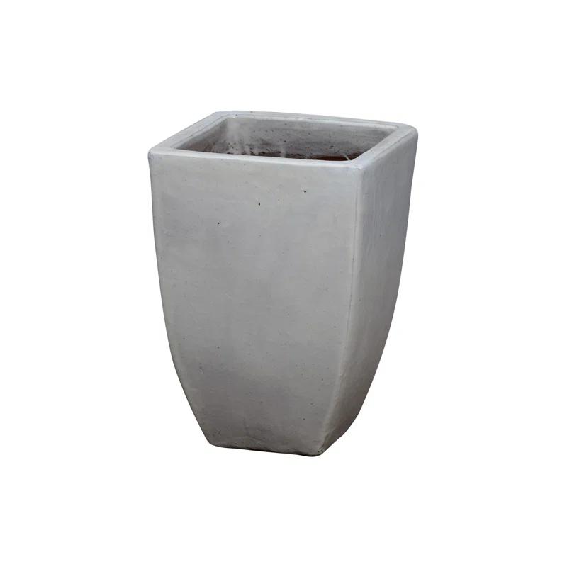 Large Square Ceramic Planter in Glossy White - 18.5" H