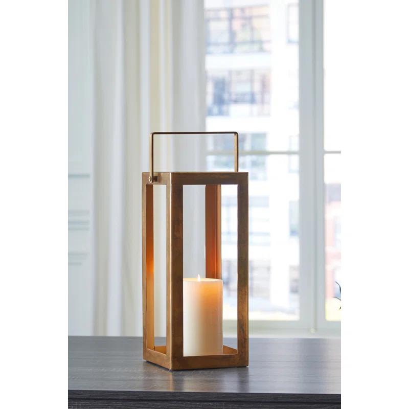 Contemporary Briana Gold Brass Hanging Candle Lantern