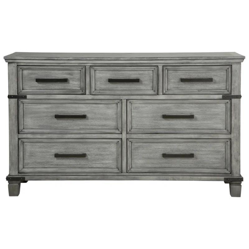 Russelyn Transitional 7-Drawer Double Dresser in Weathered Gray