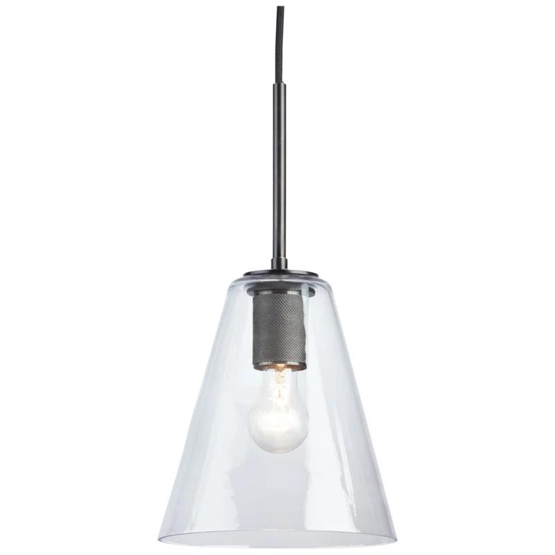 Collbrook 8.75'' Clear Glass & Black Finish Contemporary Pendant Light