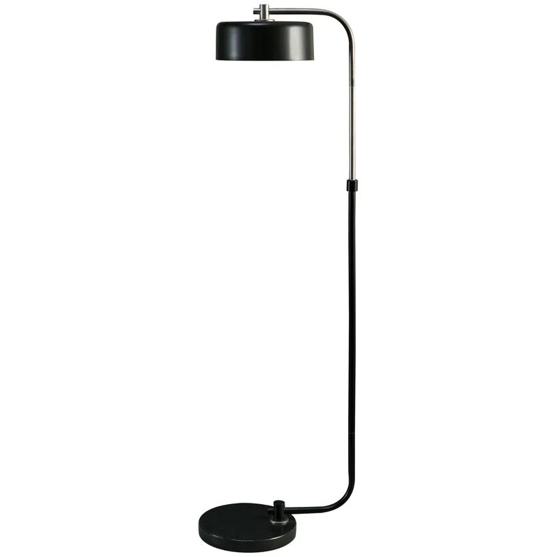 Eliridge Black Marble Base Floor Lamp with Silver Accents