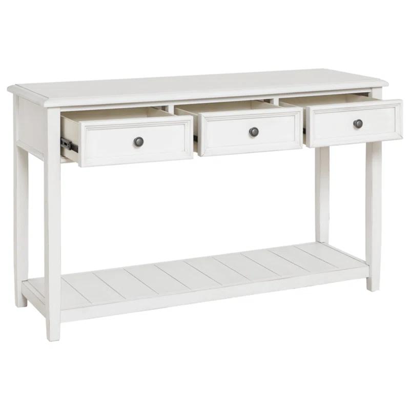 Kanwyn 50" Whitewashed Wood Console Table with Storage