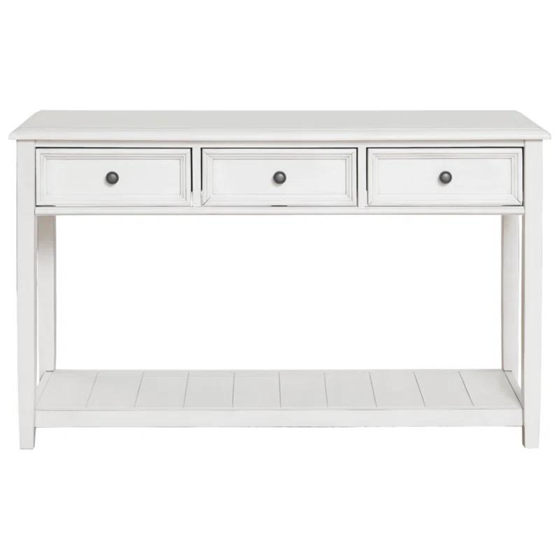 Kanwyn 50" Whitewashed Wood Console Table with Storage