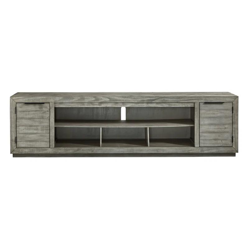 Contemporary Gray 92" TV Stand with Fireplace and Cabinet