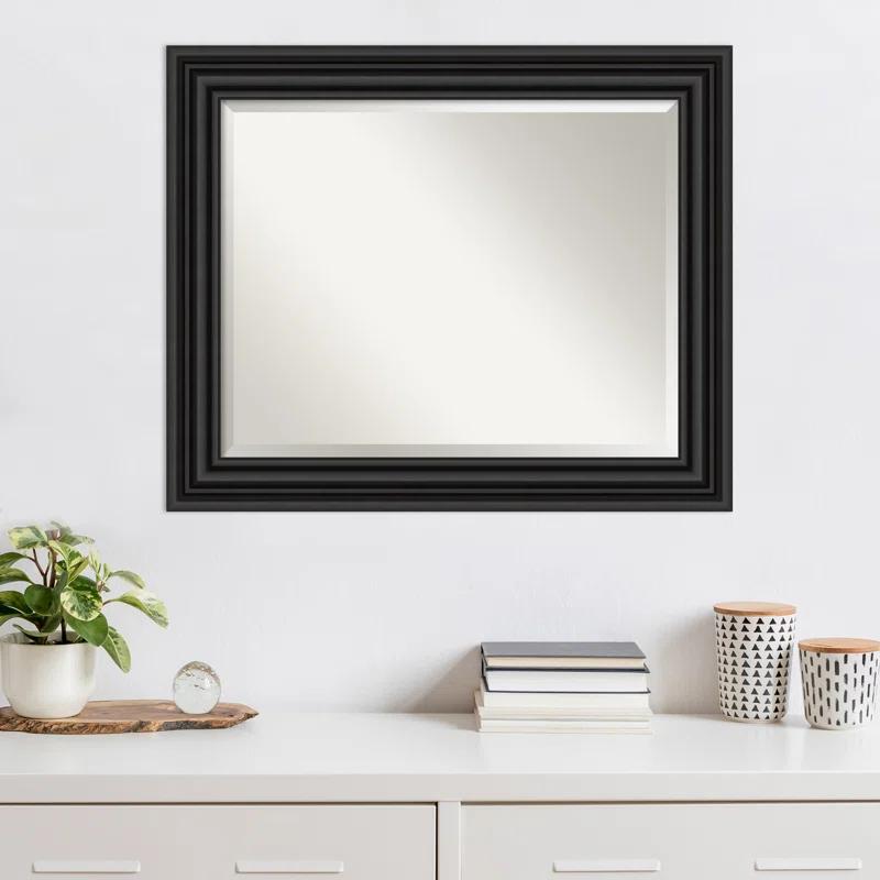 Colonial Black Rectangular Polystyrene Bathroom Vanity Mirror