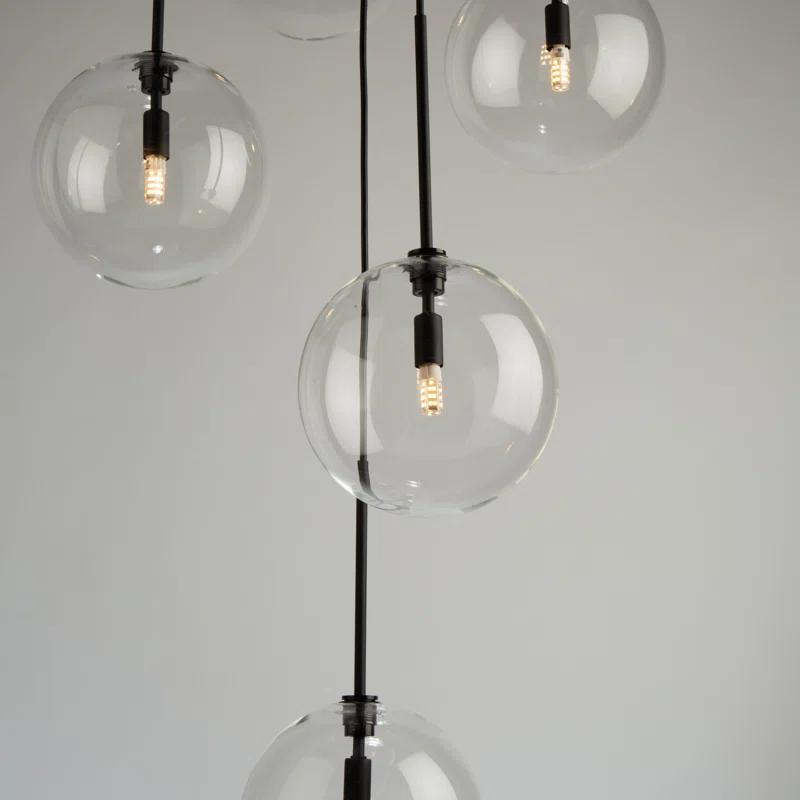 Black Glass Globe 5-Light LED Pendant