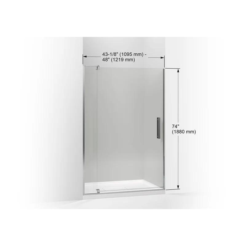 Revel Brushed Nickel 74'' Frameless Pivot Shower Door with Clear Glass