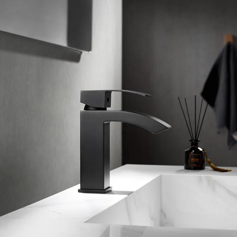 Matte Black Stainless Steel Single-Handle Bathroom Faucet